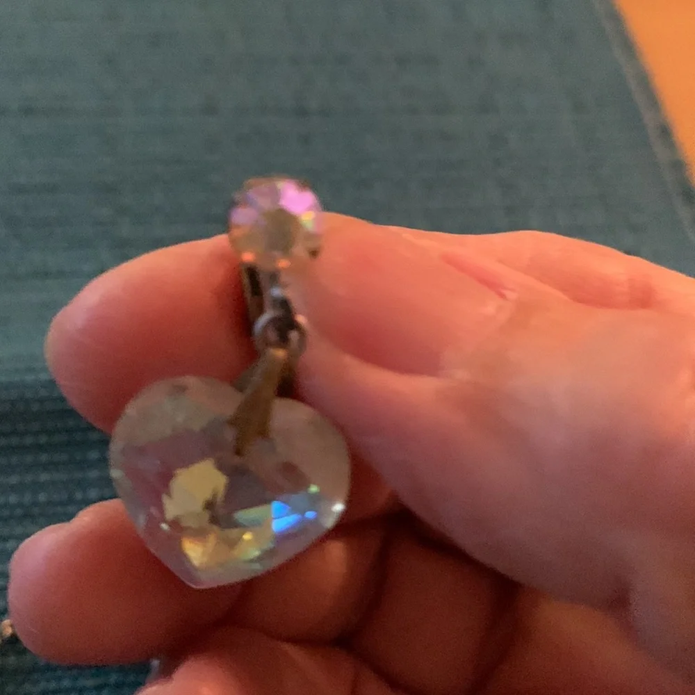 Vintage Heart Crystal necklace and clip earrings - Picture 3 of 5
